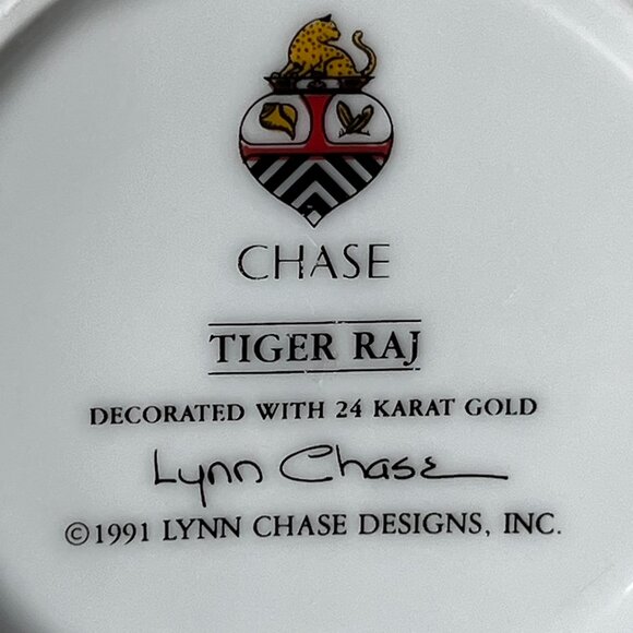 Lynn Chase 1991 “Tiger Raj" Mug Decorated With 24K Gold Vintage Coffee Cup 10 oz - Picture 11 of 15